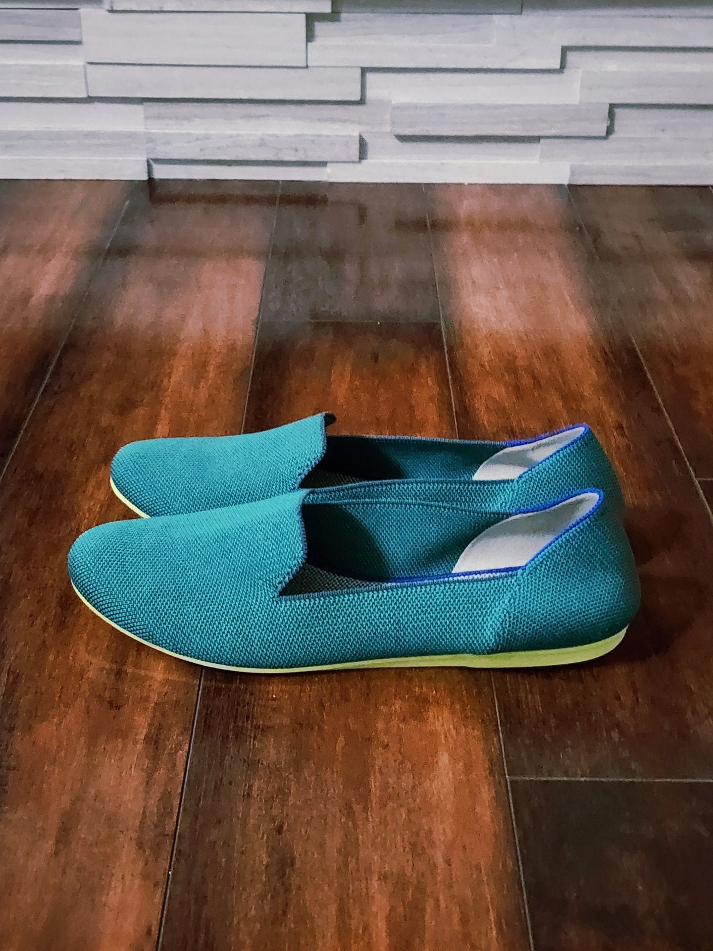 Rothy's The Loafer Size 10.5 Teal Blue Knit Flats 4