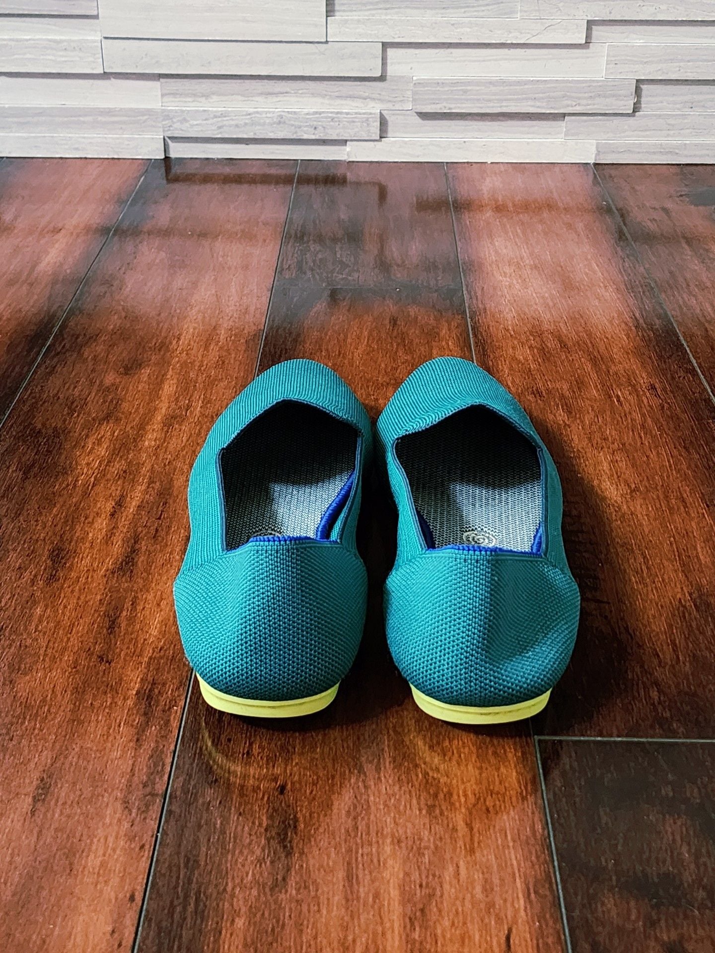 Rothy's The Loafer Size 10.5 Teal Blue Knit Flats 5