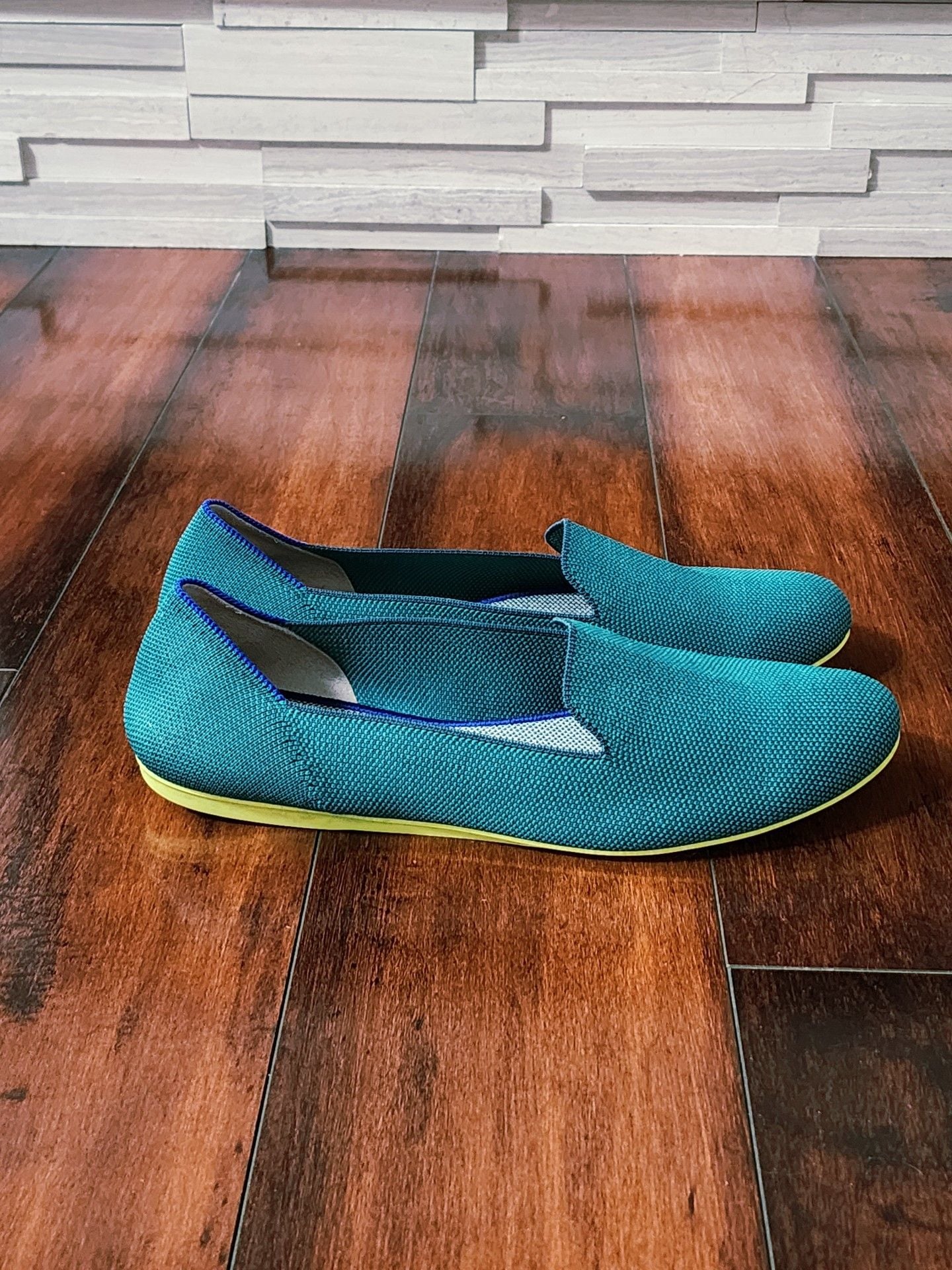 Rothy's The Loafer Size 10.5 Teal Blue Knit Flats 6