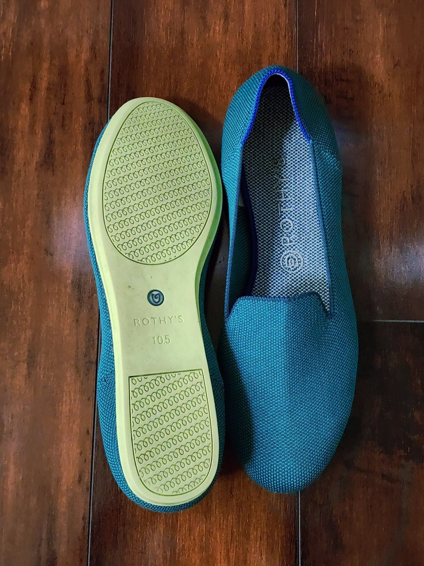 Rothy's The Loafer Size 10.5 Teal Blue Knit Flats 7