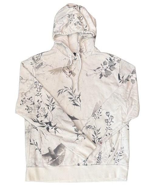 Nike Floral Dove Bird Print Pullover Hoodie Size M White 1