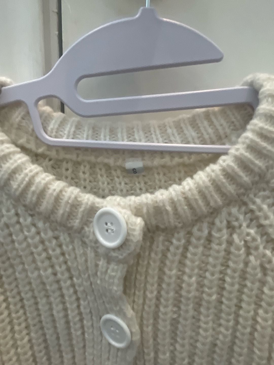 YKR Chunky Knit Cardigan Size S White Button Up Sweater 4