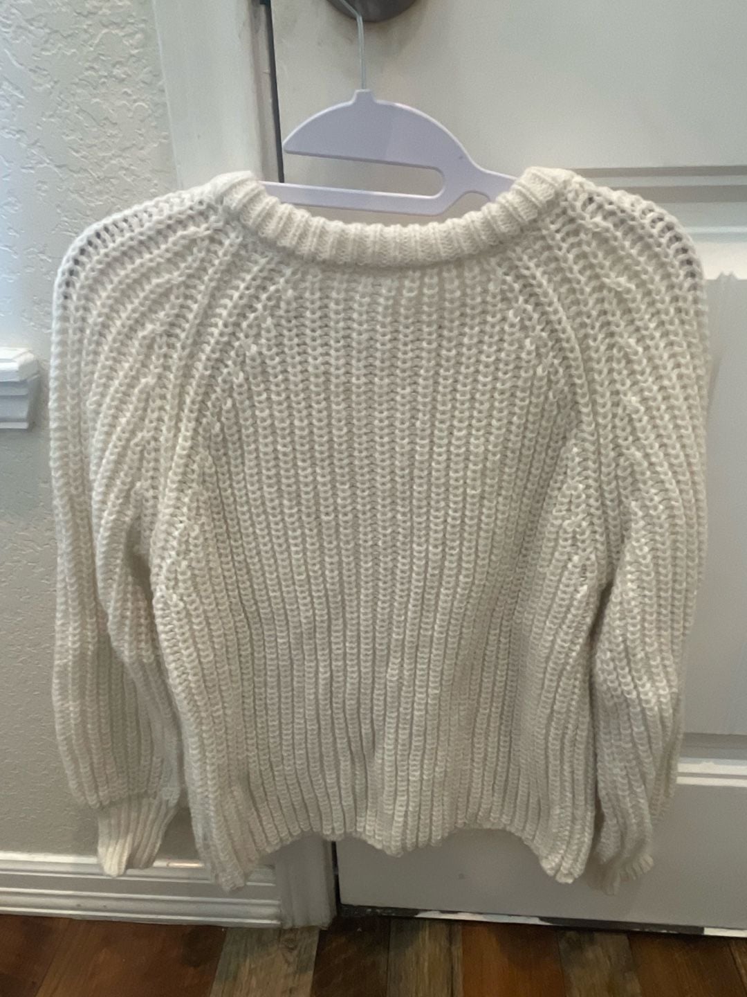 YKR Chunky Knit Cardigan Size S White Button Up Sweater 6