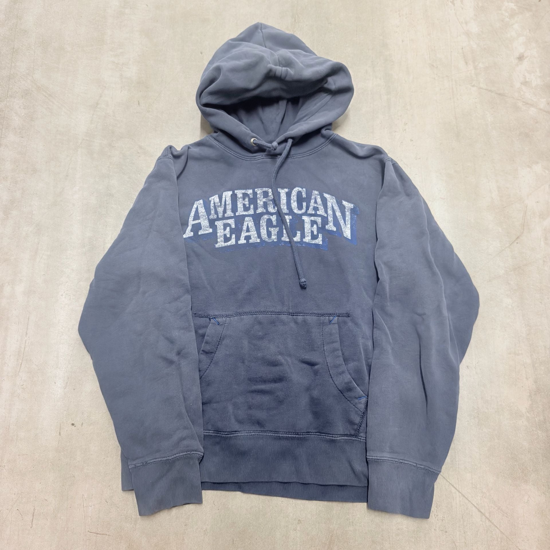 American Eagle Hoodie Size L Blue Cotton Fleece Graphic Pullover 2