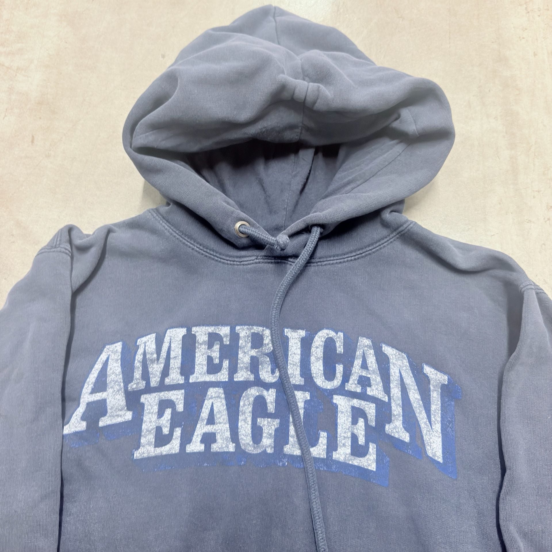 American Eagle Hoodie Size L Blue Cotton Fleece Graphic Pullover 4