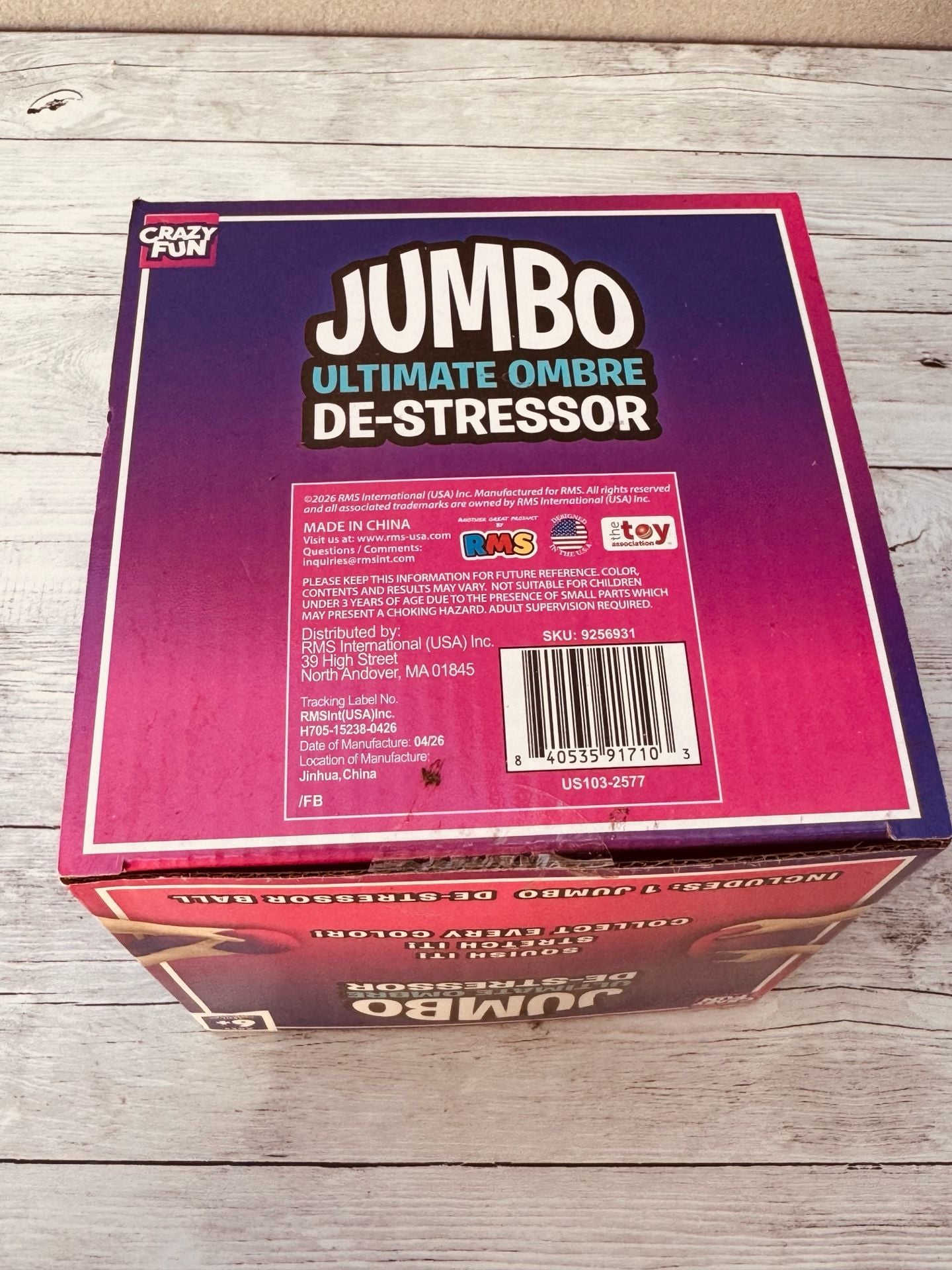 RMS Crazy Fun Jumbo Ultimate Ombre De-Stressor Ball Toy New In Box 6