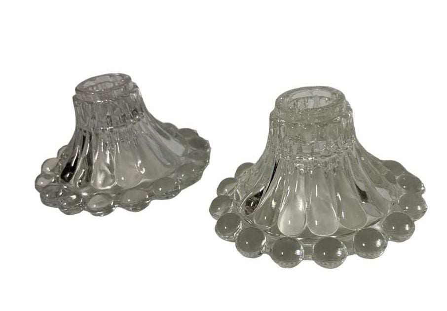 Anchor Hocking Boopie Clear Glass Candle Holders Set of 2 1