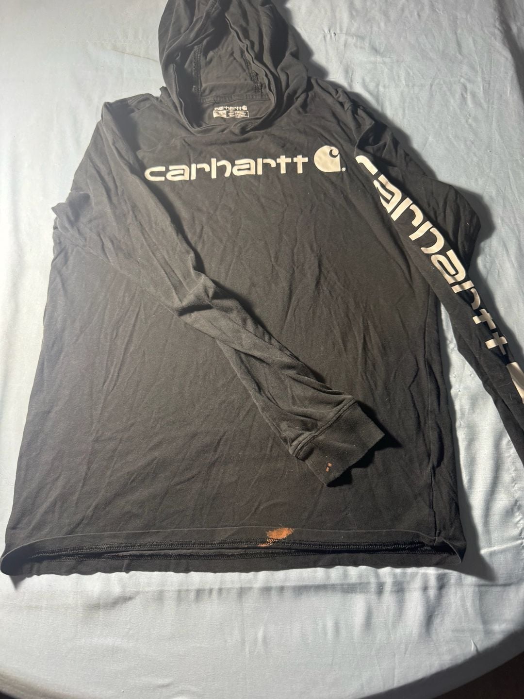 Youth Carhartt Long Sleeve Hooded T-Shirt Size XL (18-20) Black Graphic Logo 2