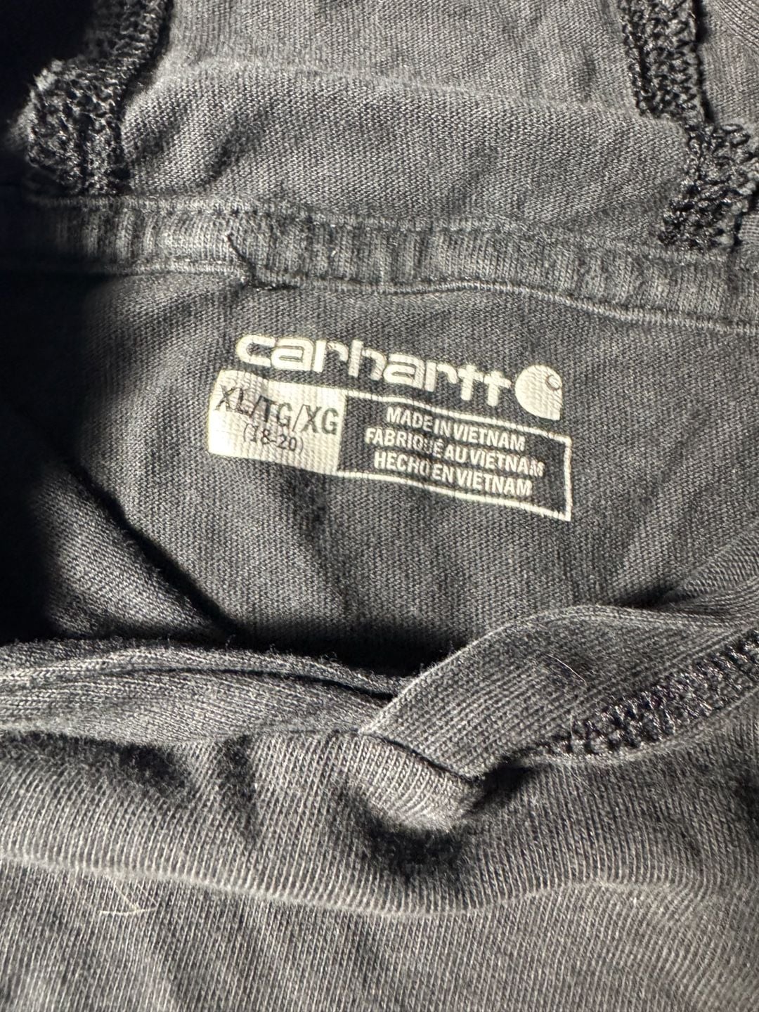 Youth Carhartt Long Sleeve Hooded T-Shirt Size XL (18-20) Black Graphic Logo 3