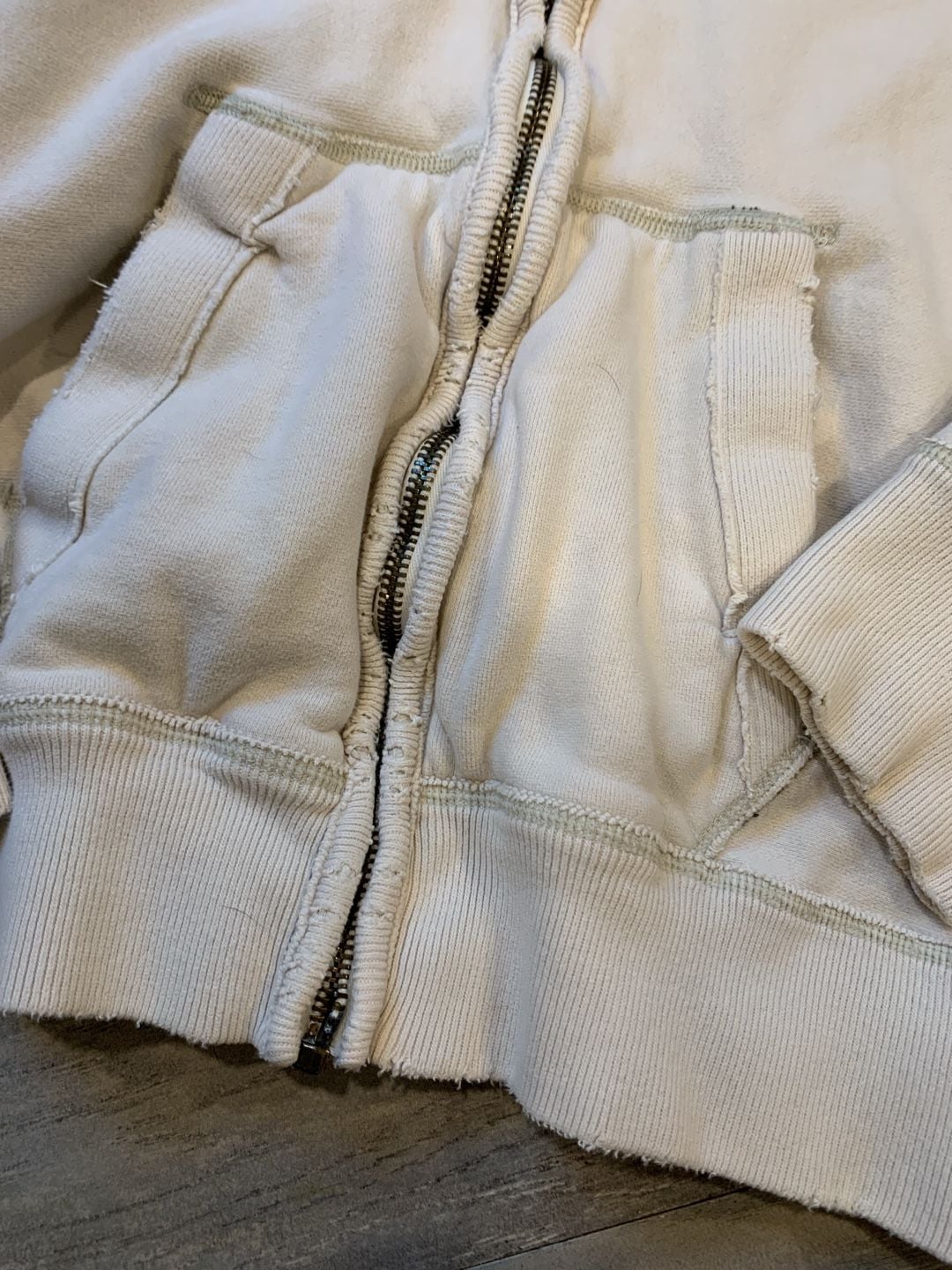 Abercrombie & Fitch Zip Up Hoodie Size Medium White Blue Applique 3