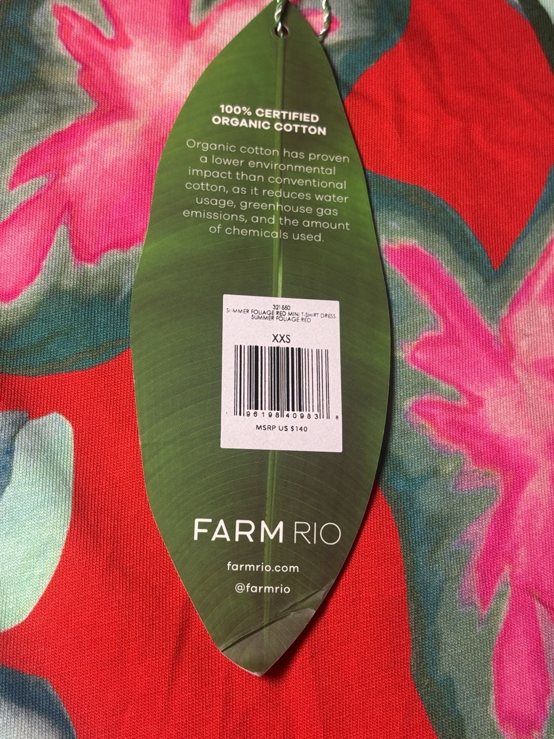 Farm Rio Summer Foliage Botanical Tropical Shirt Dress Size XXS (oversized) 9