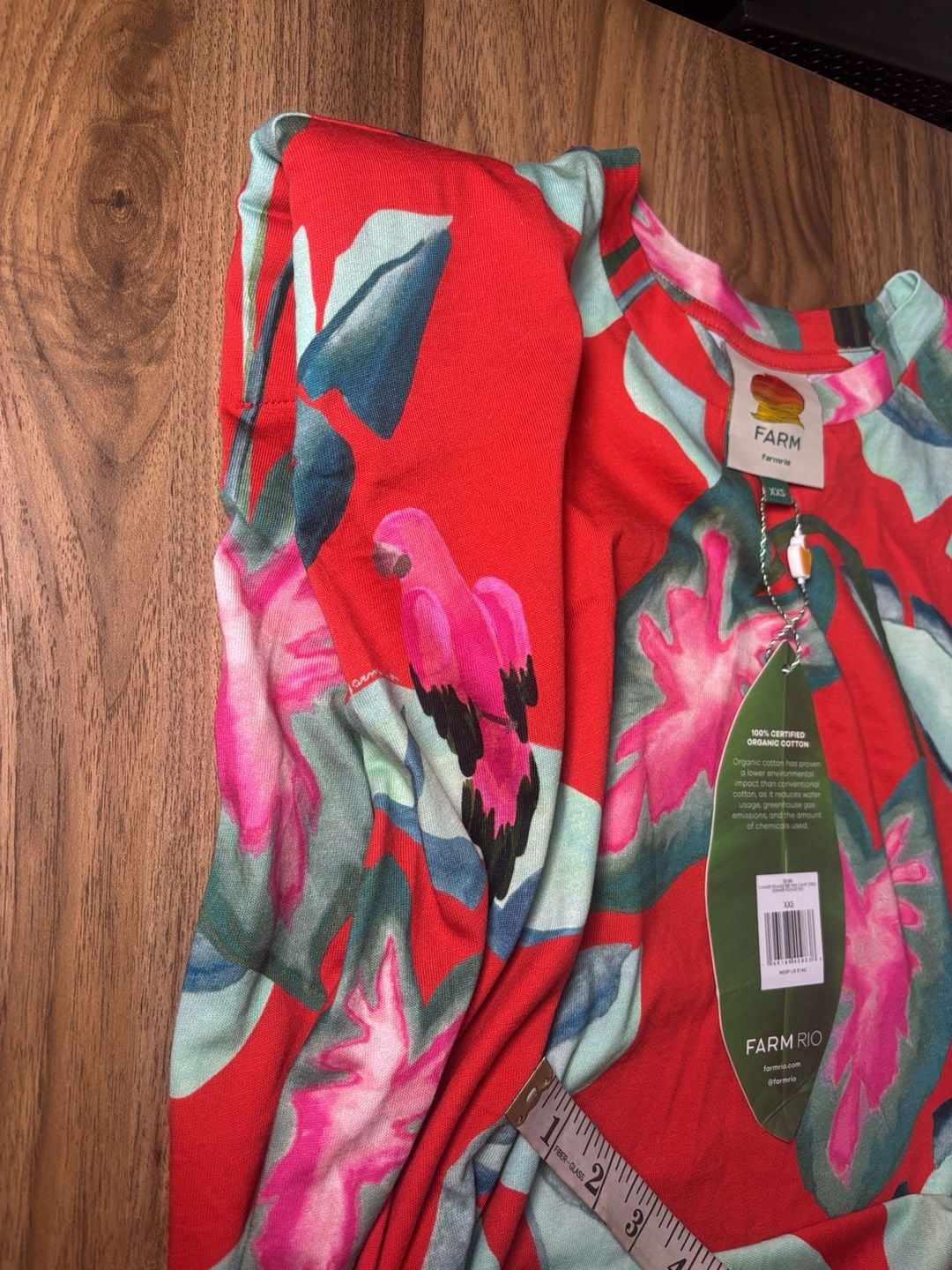 Farm Rio Summer Foliage Botanical Tropical Shirt Dress Size XXS (oversized) 14