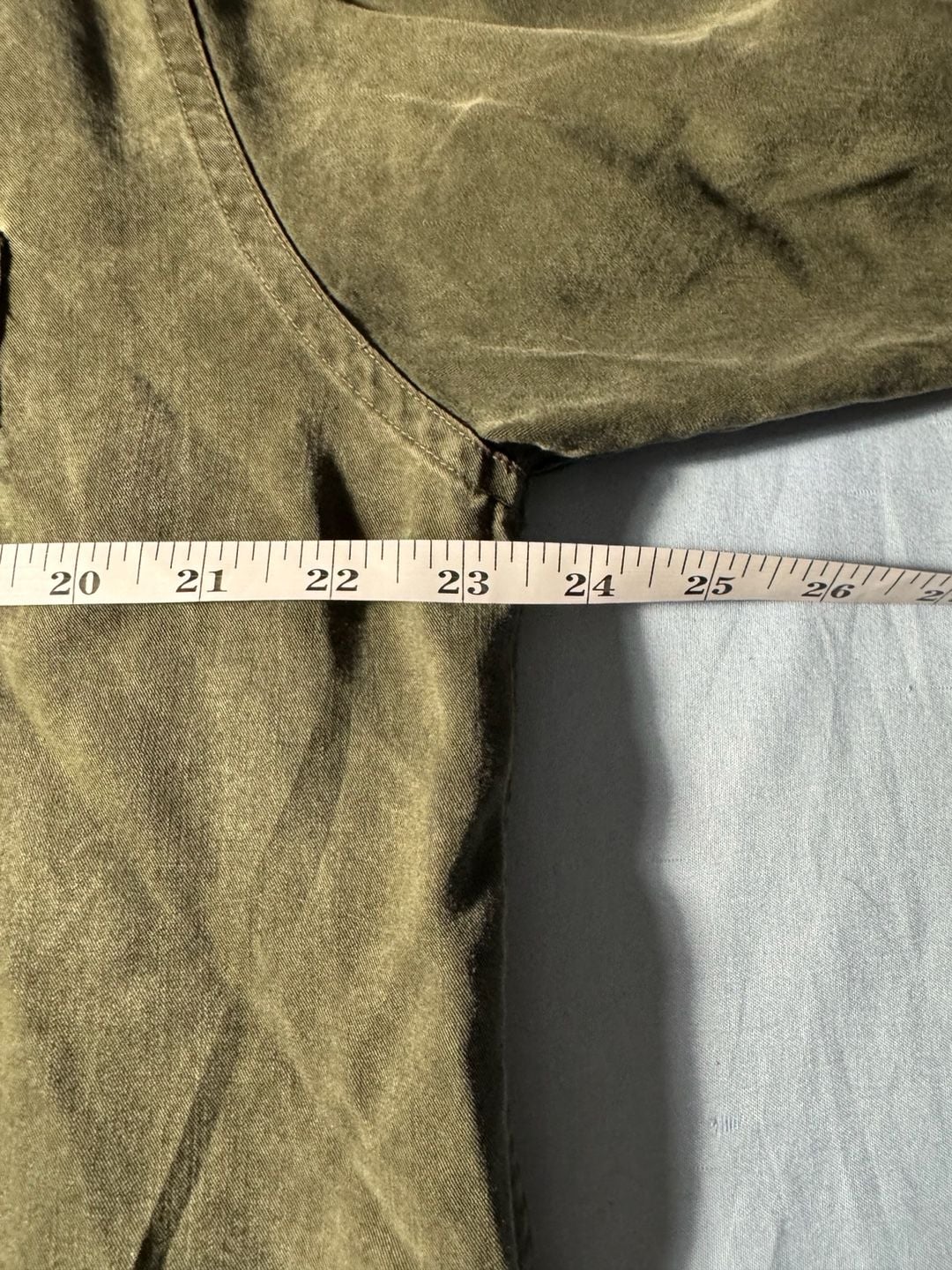 Perry Ellis Long Sleeve Button-Down Shirt Size L Olive Green Tencel Lyocell 4