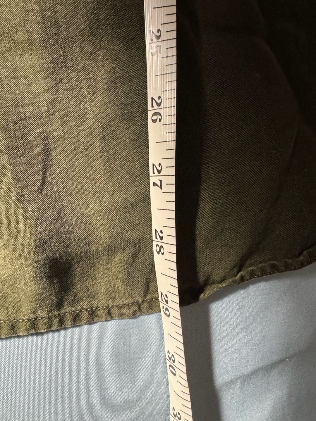 Perry Ellis Long Sleeve Button-Down Shirt Size L Olive Green Tencel Lyocell 5