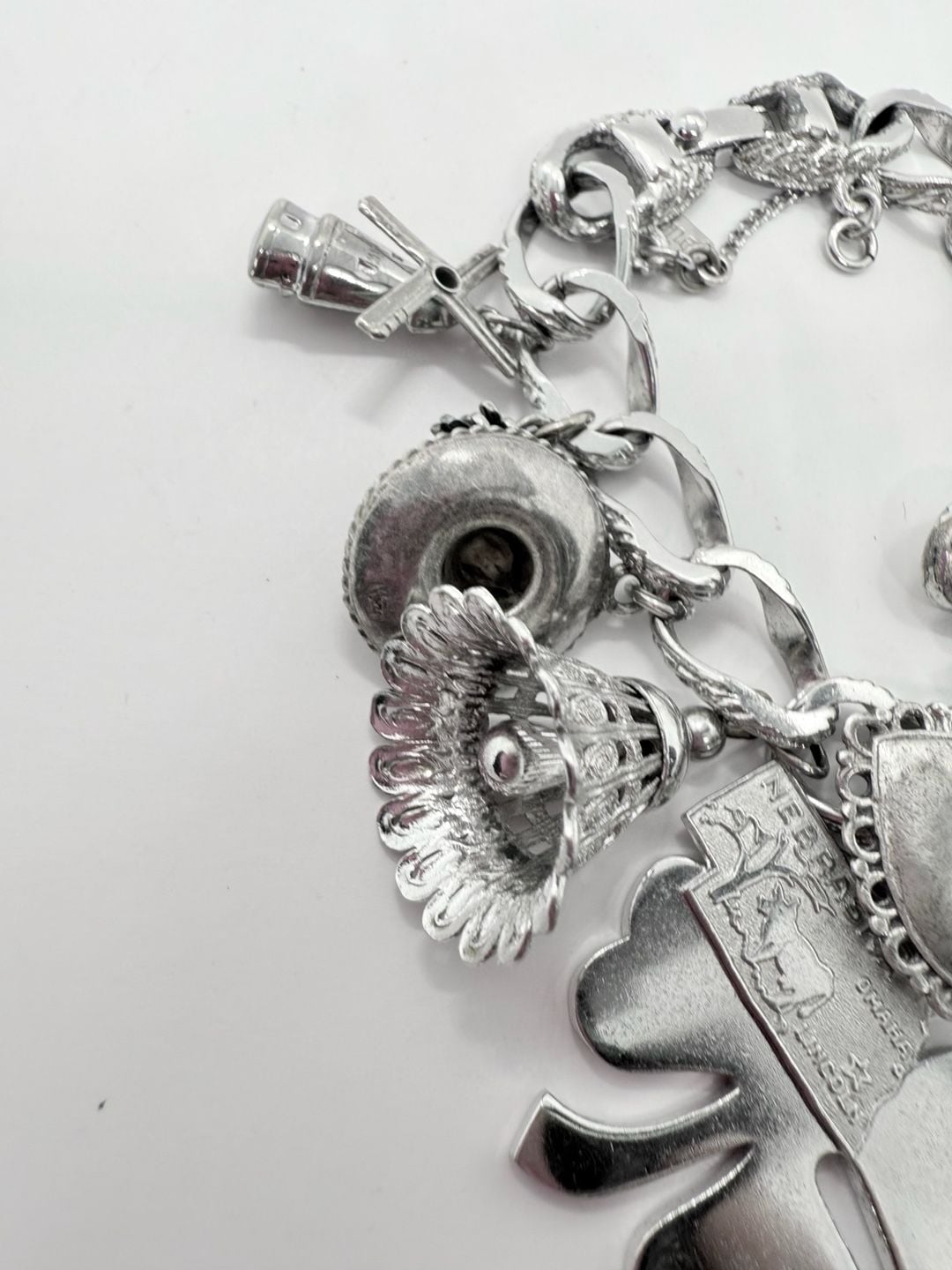 Monet Silver Tone Charm Bracelet With Sterling Silver Charms! 5