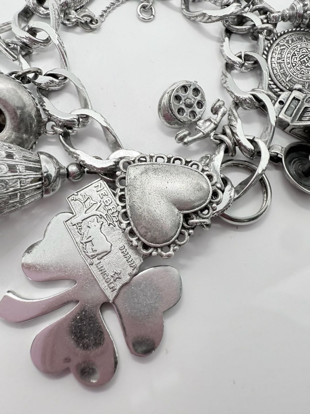 Monet Silver Tone Charm Bracelet With Sterling Silver Charms! 6
