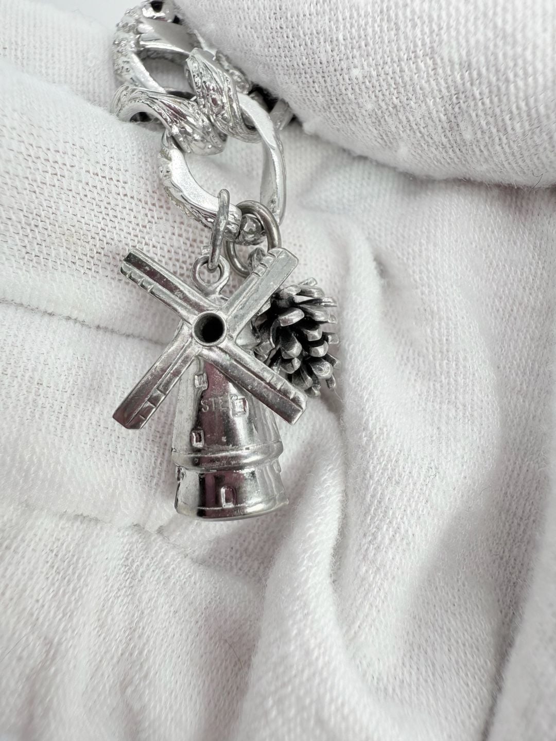 Monet Silver Tone Charm Bracelet With Sterling Silver Charms! 7