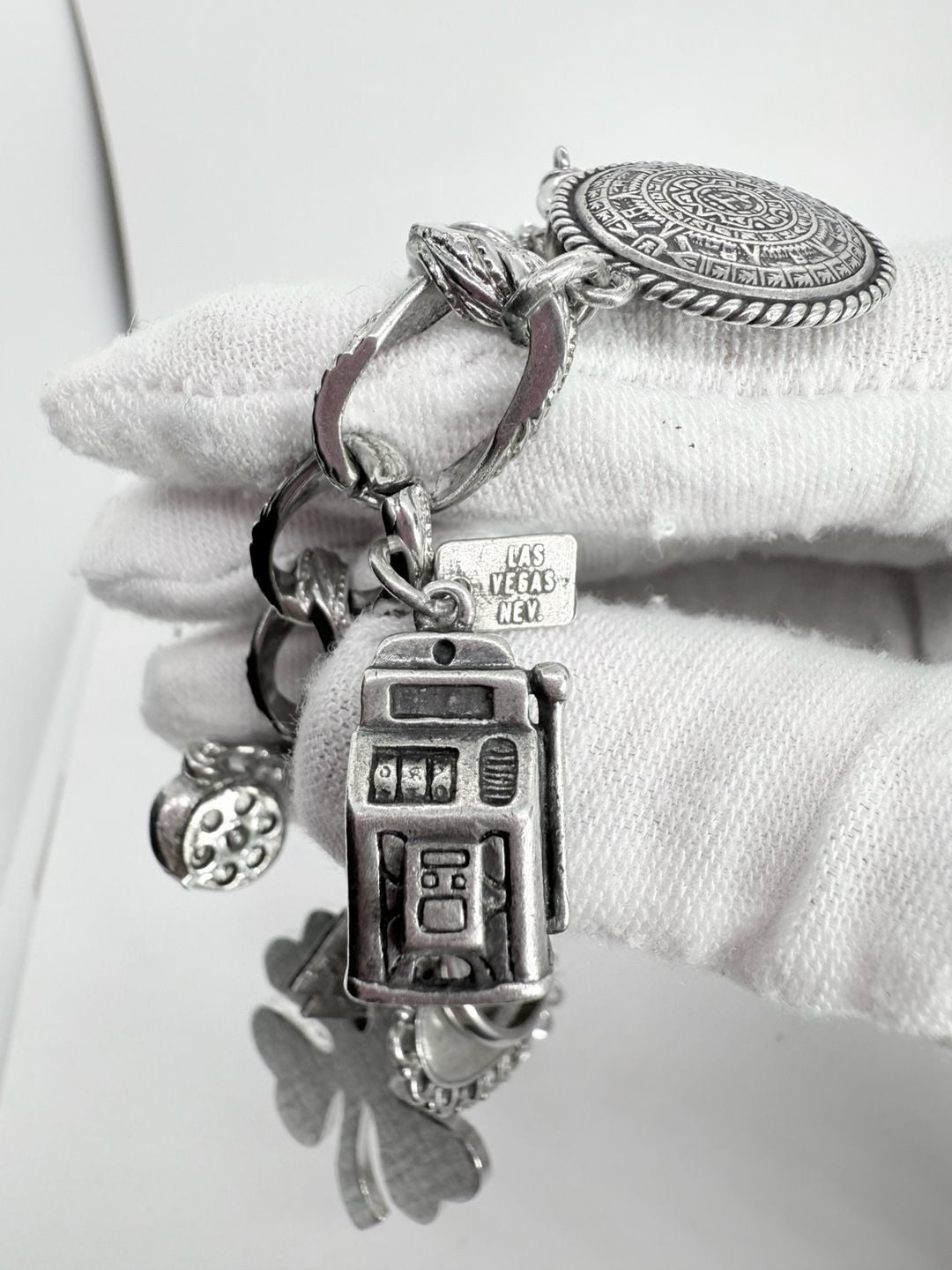 Monet Silver Tone Charm Bracelet With Sterling Silver Charms! 15