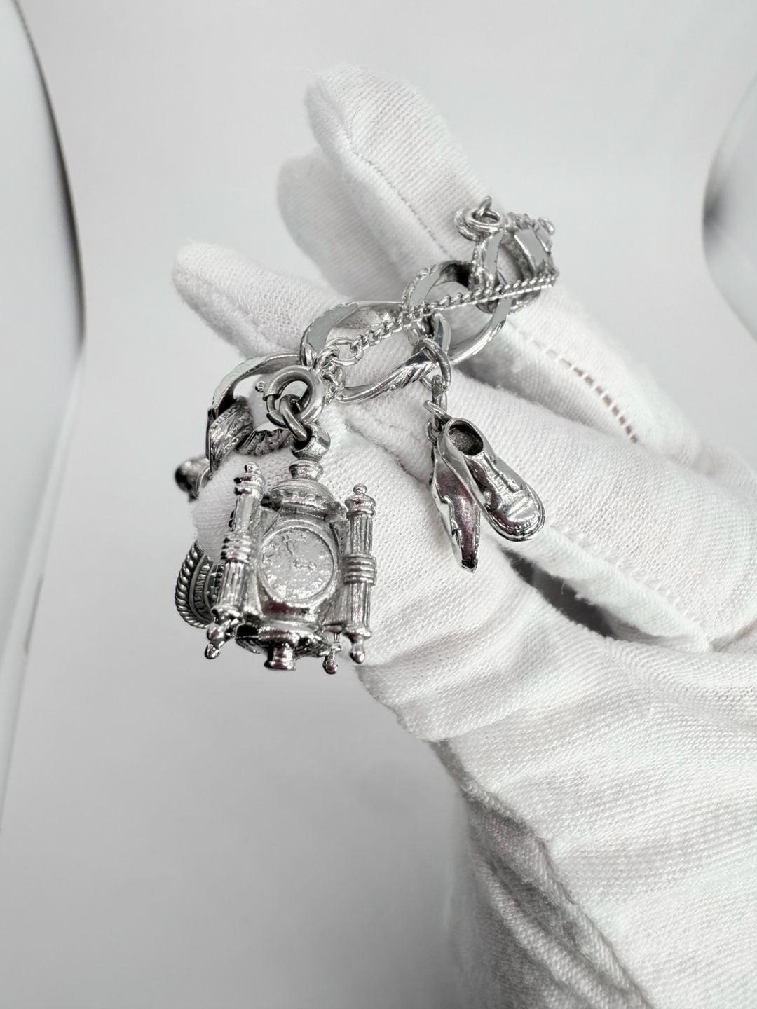 Monet Silver Tone Charm Bracelet With Sterling Silver Charms! 16