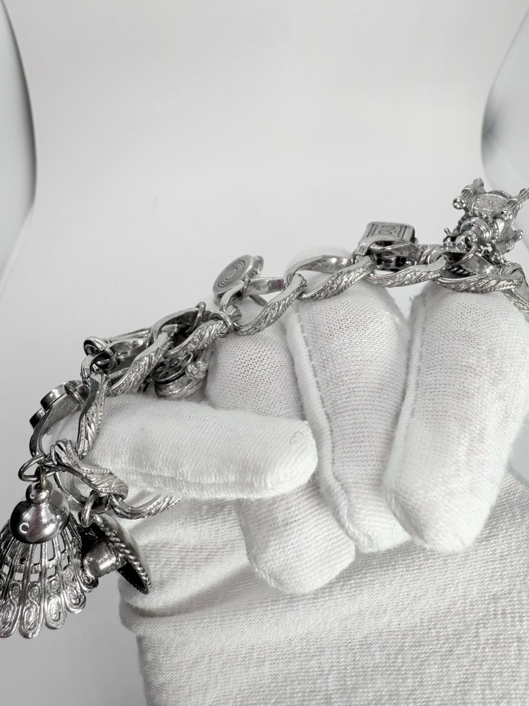 Monet Silver Tone Charm Bracelet With Sterling Silver Charms! 23