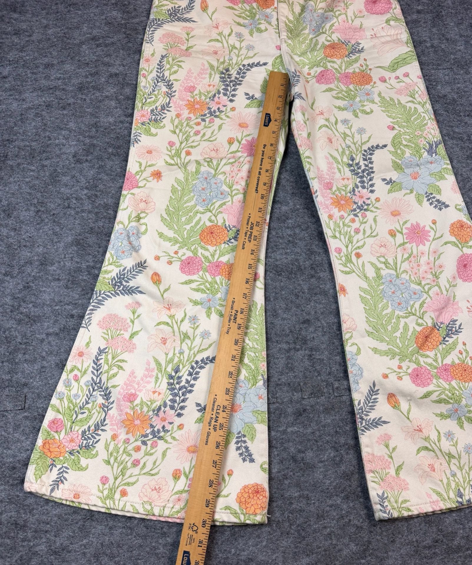 Wrangler Floral Flare Jeans W31xL30 Off-White Botanical Print 5