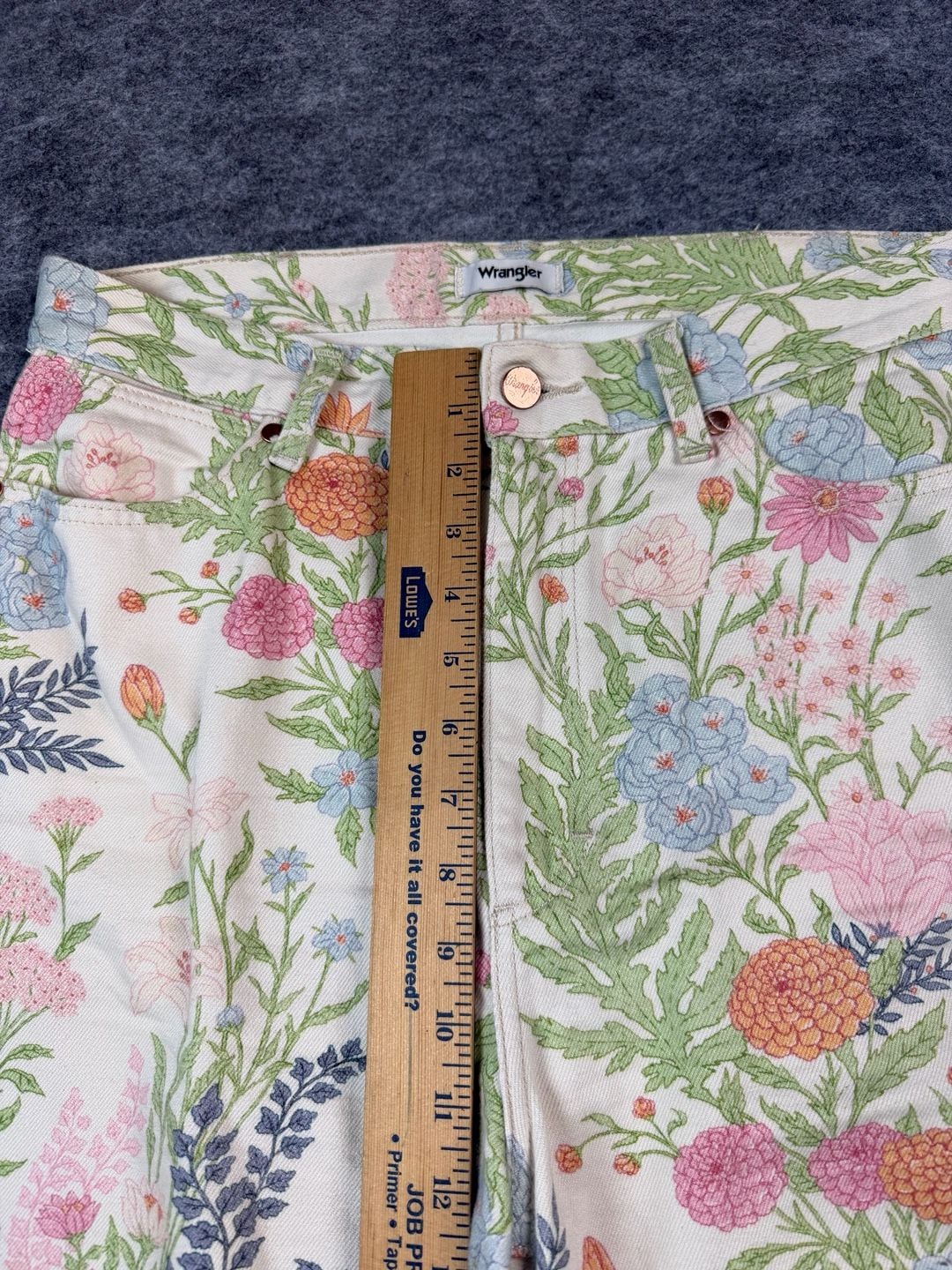 Wrangler Floral Flare Jeans W31xL30 Off-White Botanical Print 9