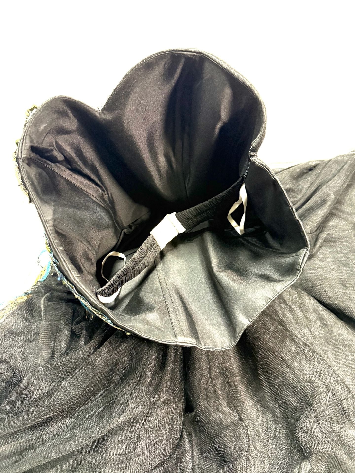 Women's Mini Dress Strapless Whimsigoth Coquette Cottage-Glam Y2K Balletcore Black Peacock Feather Embroidered Sequin Tulle Sweetheart Party Prom Homecoming Boned Bodice Back Zip 7
