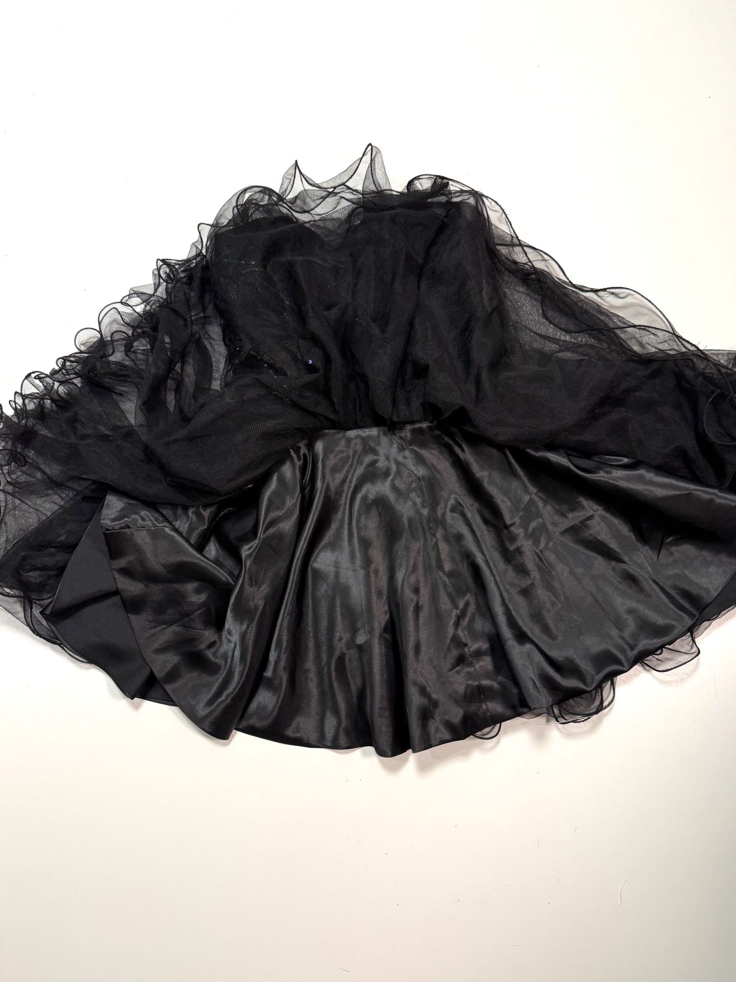 Women's Mini Dress Strapless Whimsigoth Coquette Cottage-Glam Y2K Balletcore Black Peacock Feather Embroidered Sequin Tulle Sweetheart Party Prom Homecoming Boned Bodice Back Zip 8