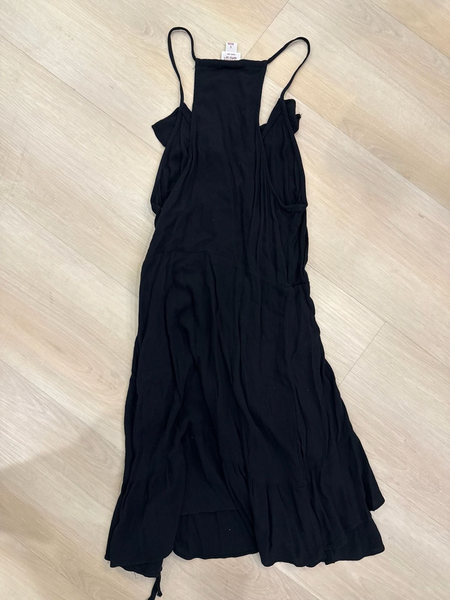 Mossimo Supply Co. Dress Size L Black Rayon Ruffle Wrap High Neck 3
