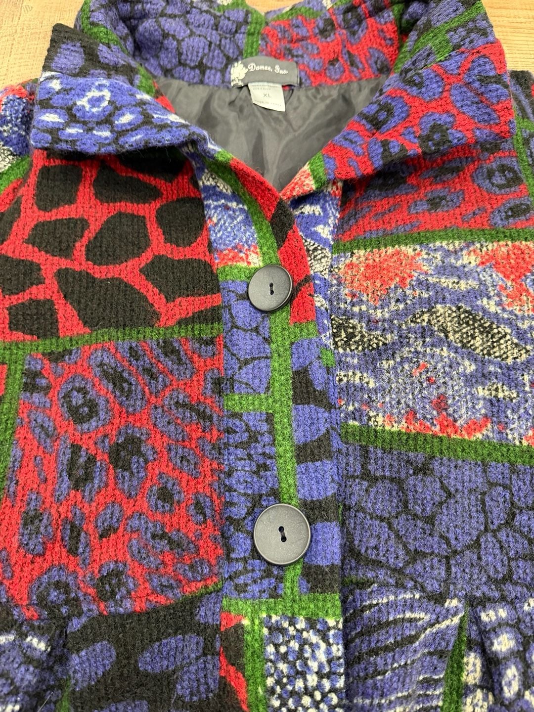Damee Inc. Patchwork Print Jacket Size XL Colorful Animal Print 6