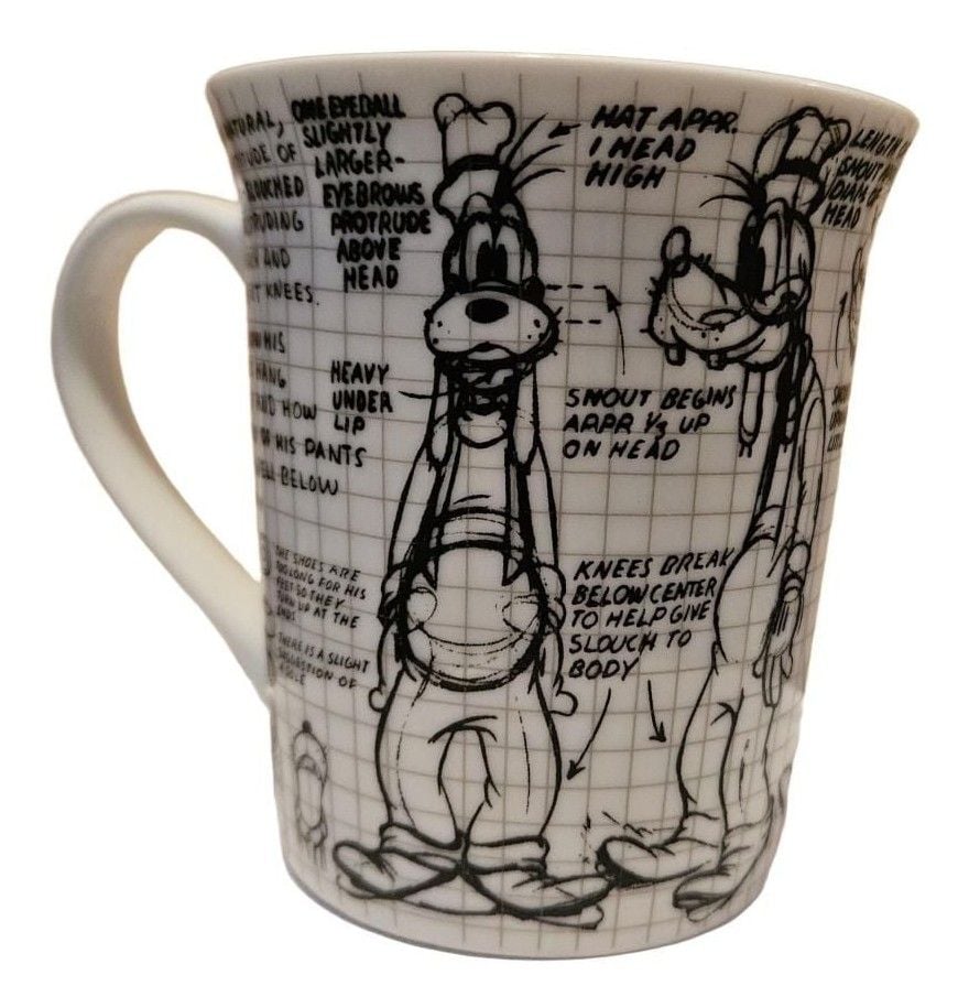 Disney Sketchbook Goofy Animator Model Sheet Coffee Mug Grid 90 Years 12oz 1