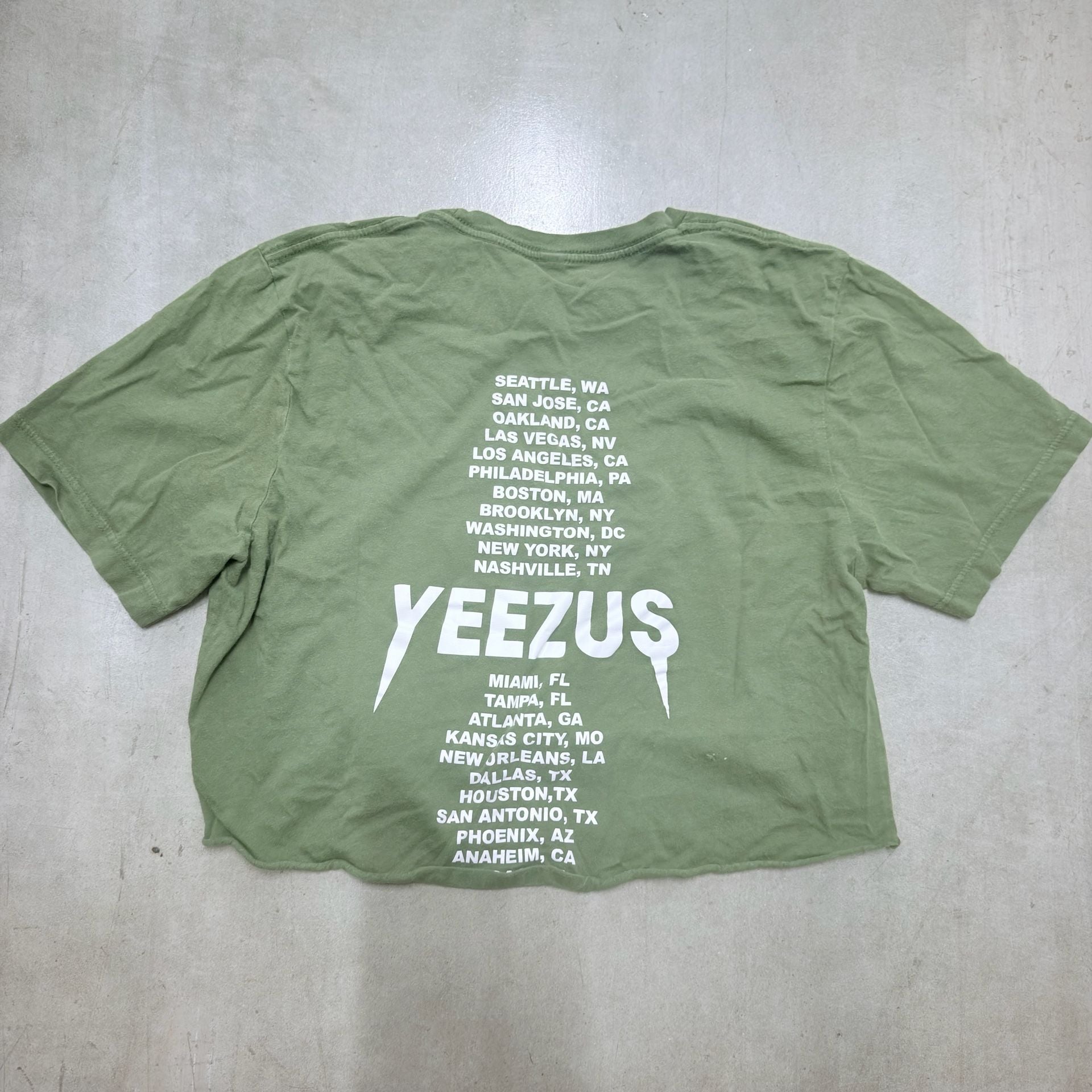 Kanye West Yeezus Tour T-Shirt Olive Green Crop 5