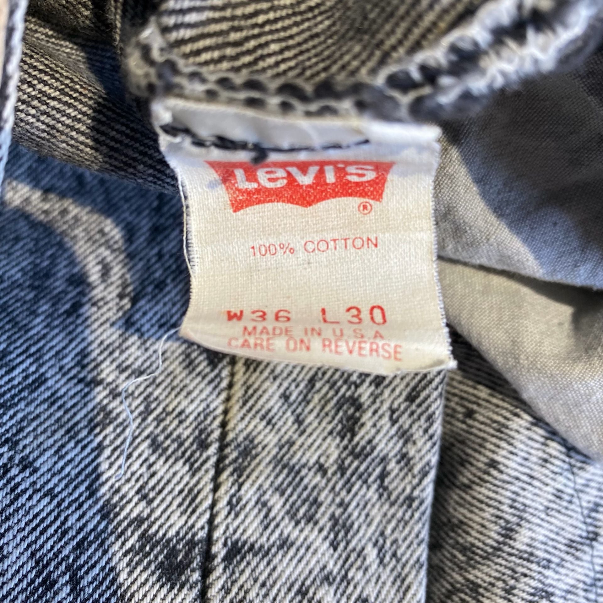 Levi's Vintage Acid Wash Jeans Black White Straight Leg 4