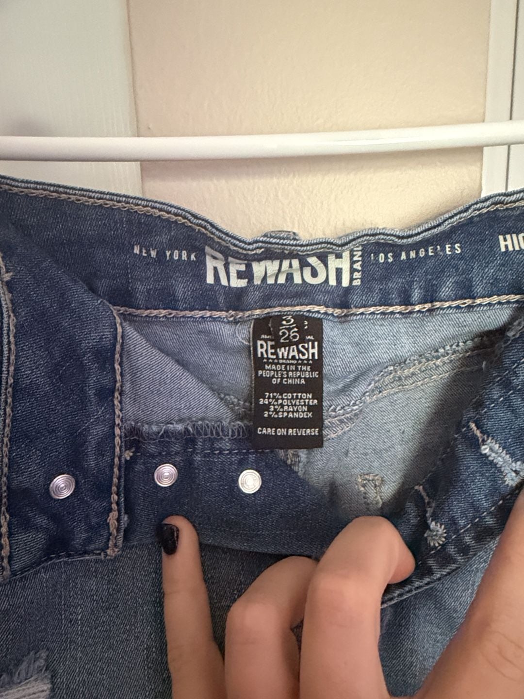 Rewash Denim Cutoff Shorts Size 3 Blue Distressed Raw Hem High Rise 4