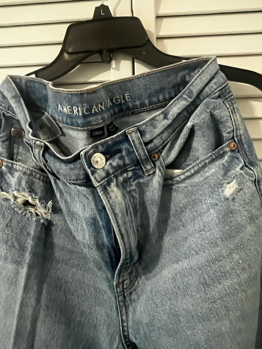 American Eagle Stretch Denim Jeans Size 4 Short Distressed Light Wash 3