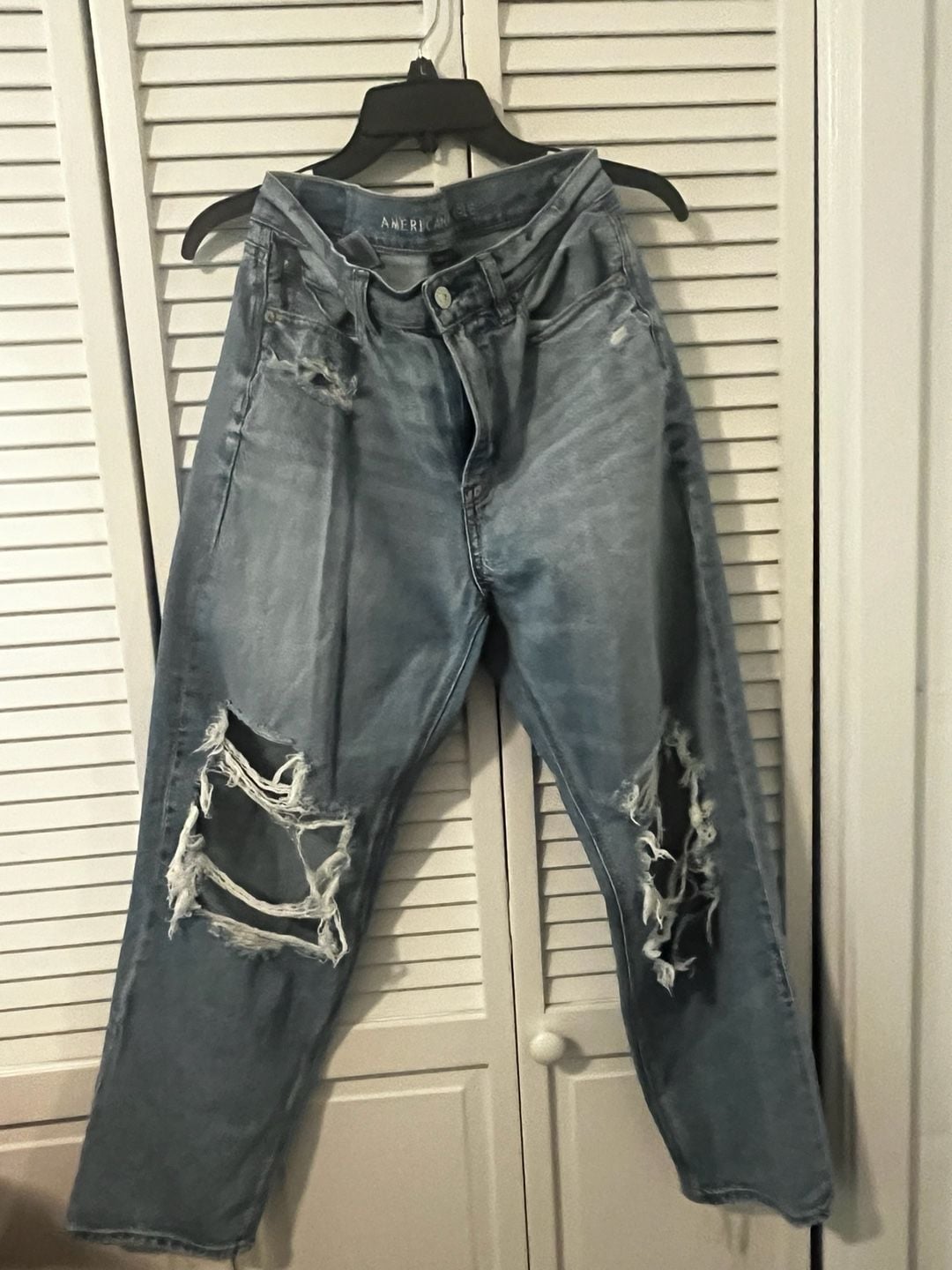 American Eagle Stretch Denim Jeans Size 4 Short Distressed Light Wash 4