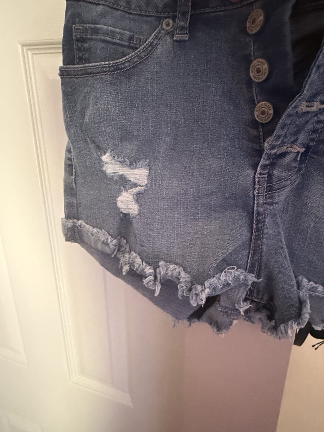 Rewash Denim Cutoff Shorts Size 3 Blue Distressed Raw Hem High Rise 5