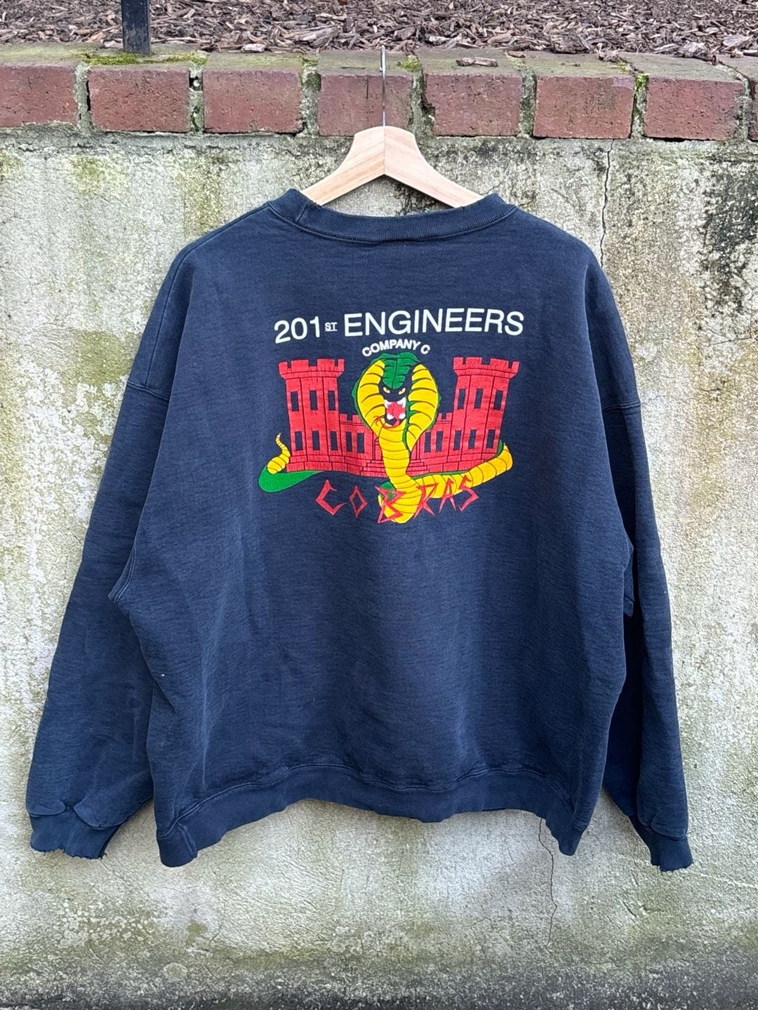 Fruit Of The Loom 201st Engineers Sweatshirt Size 2XL Navy Blue Graphic 4