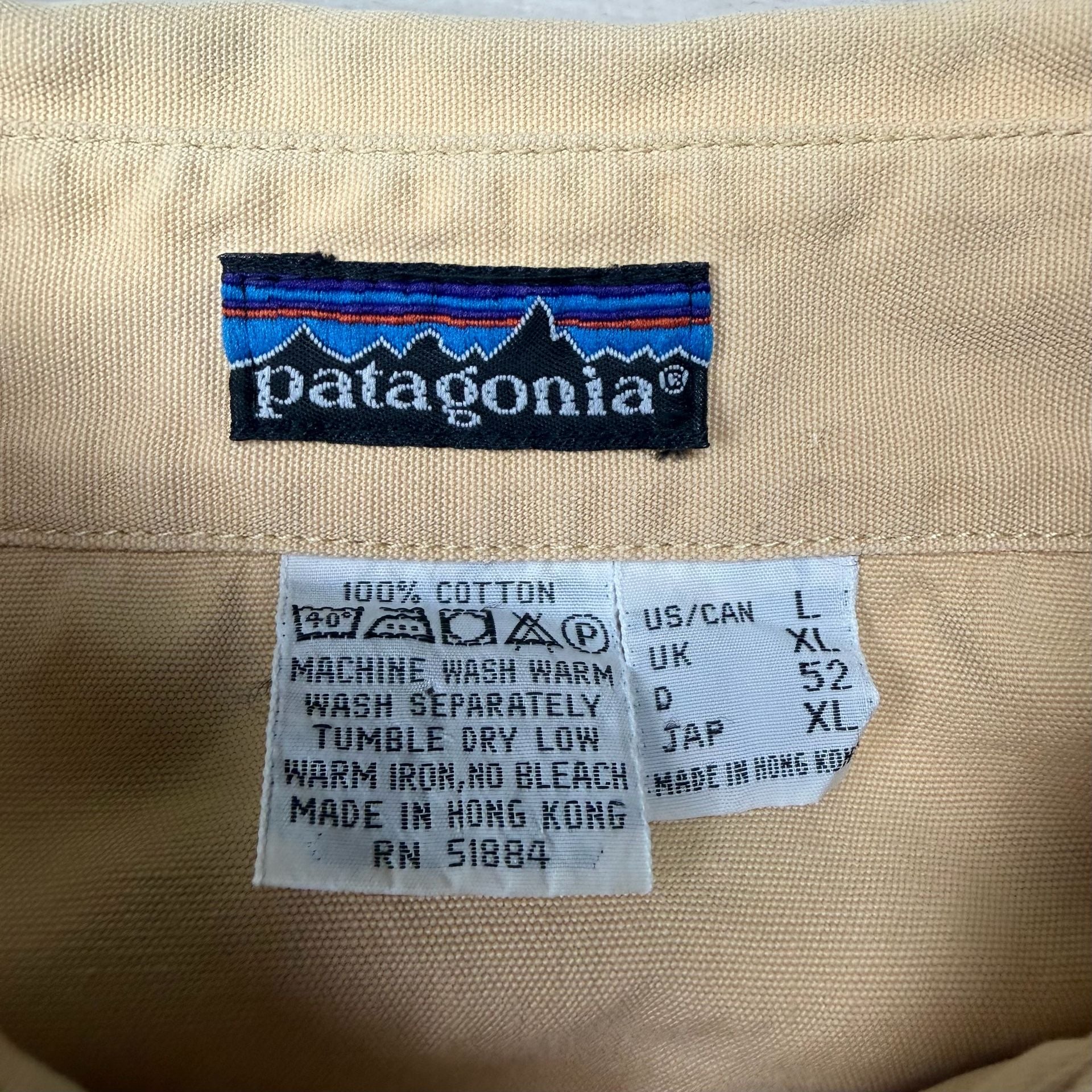 90โs Patagonia Long Sleeve Button Down Shirt Size L Yellow 100% Cotton 3