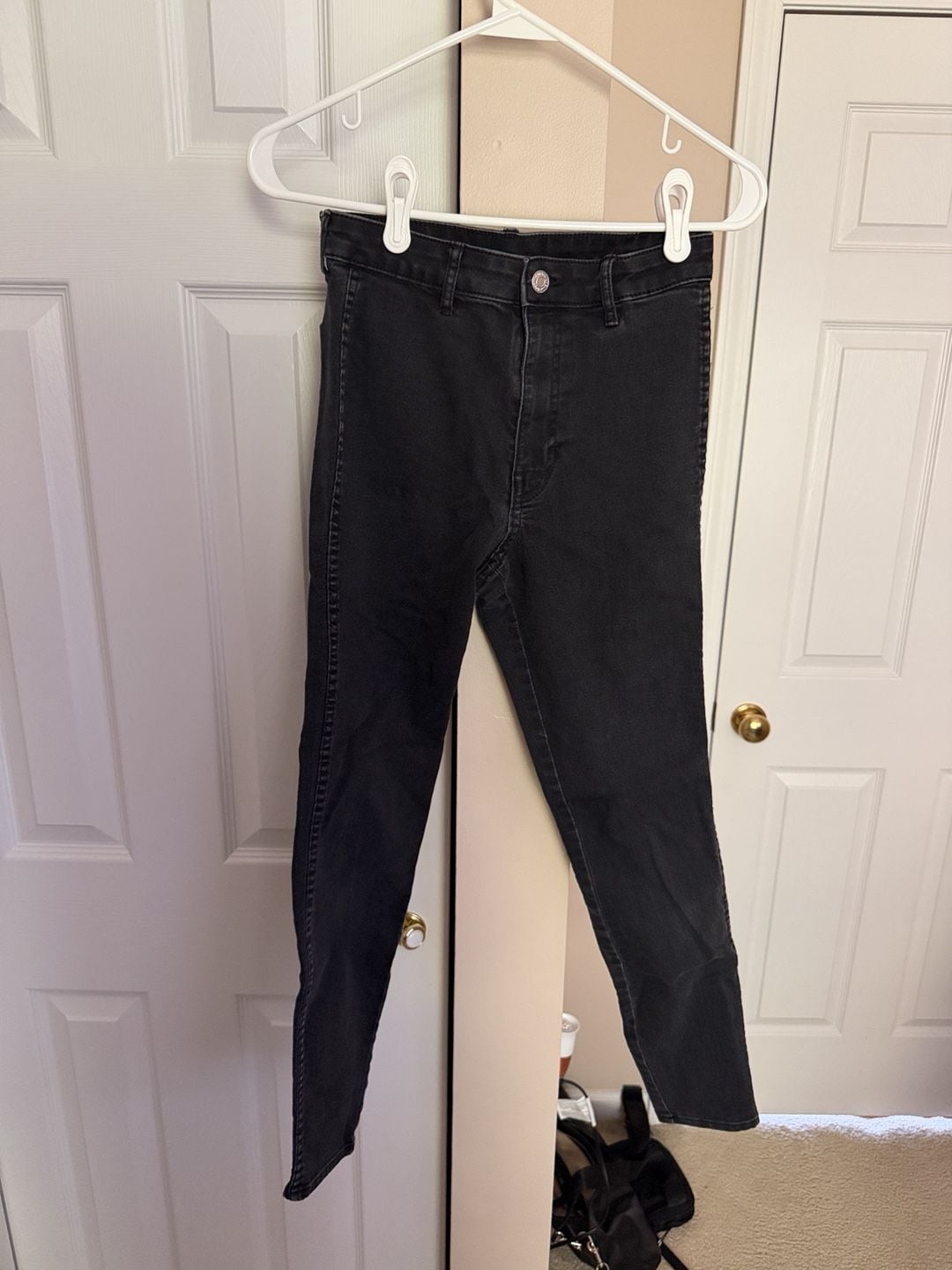 H&M Skinny High Waist Ankle Length Jeans Size 2 Black Denim 2