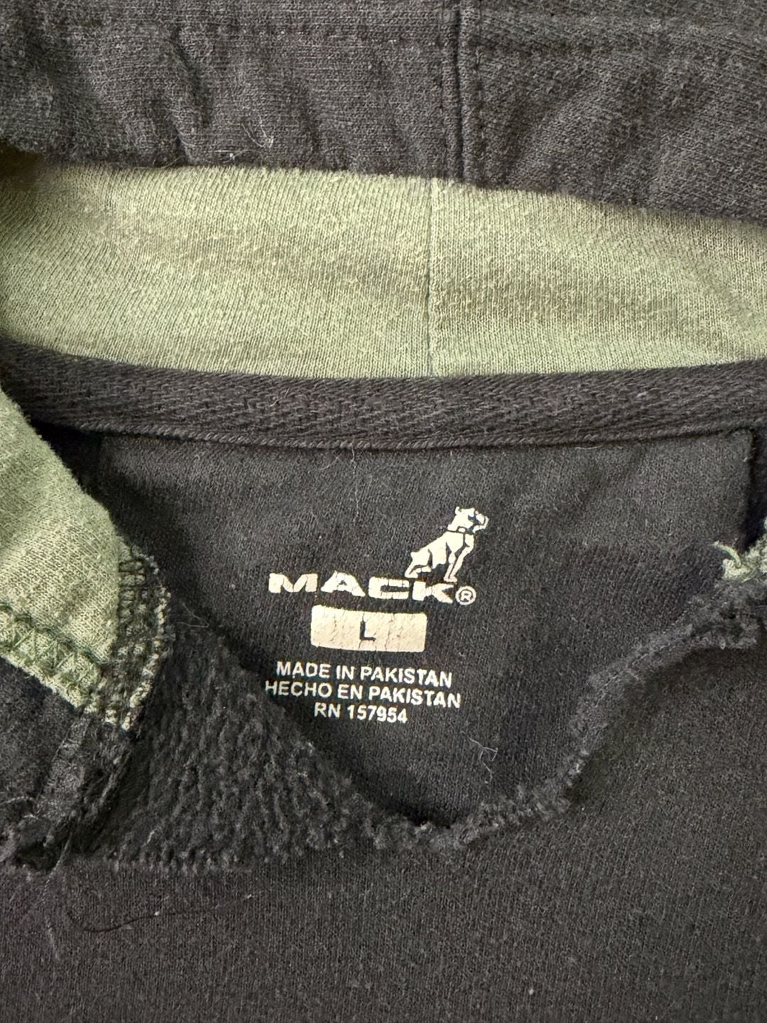 Vintage Mack Trucks Hoodie Size L Black Green Bulldog Logo Pullover Sweatshirt 4