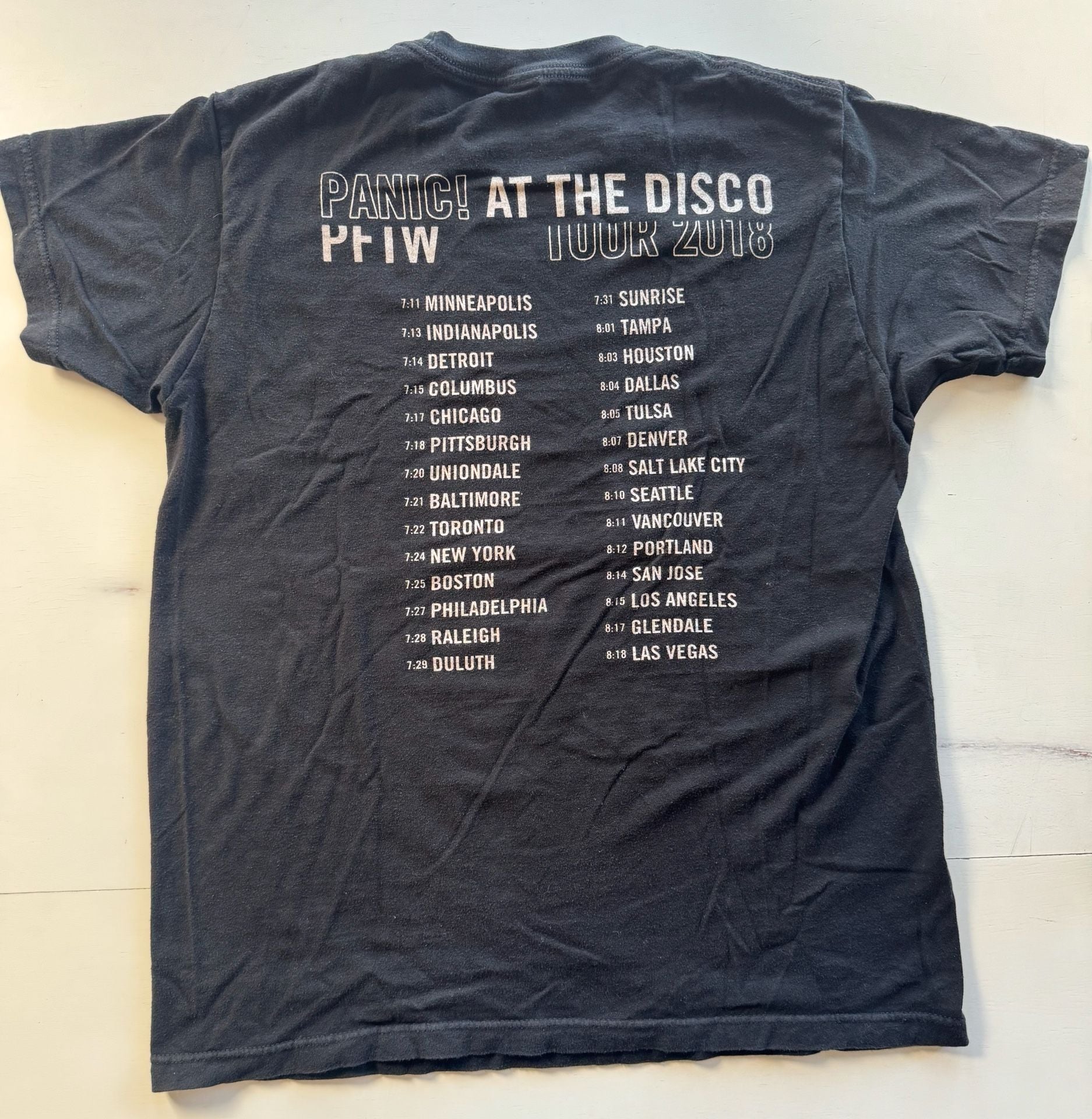 Panic At The Disco Tour 2018 T-Shirt Size M Black 5