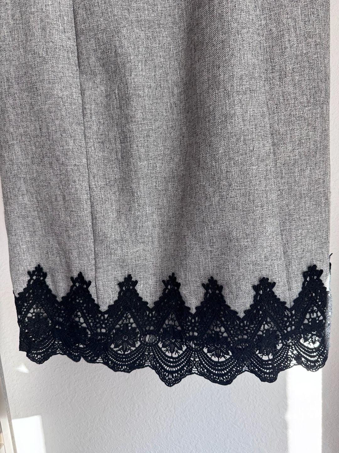 Altar'd State Gray Dress Black Lace Trim V-Neck Sleeveless 8