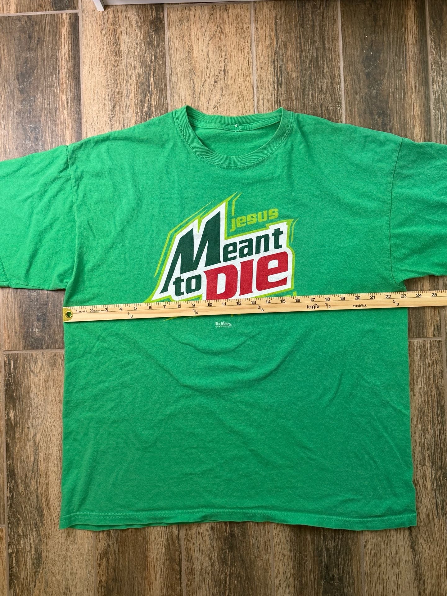 Tru Witness Jesus Meant To Die Mountain Dew Parody Green T-Shirt Adult XL 4