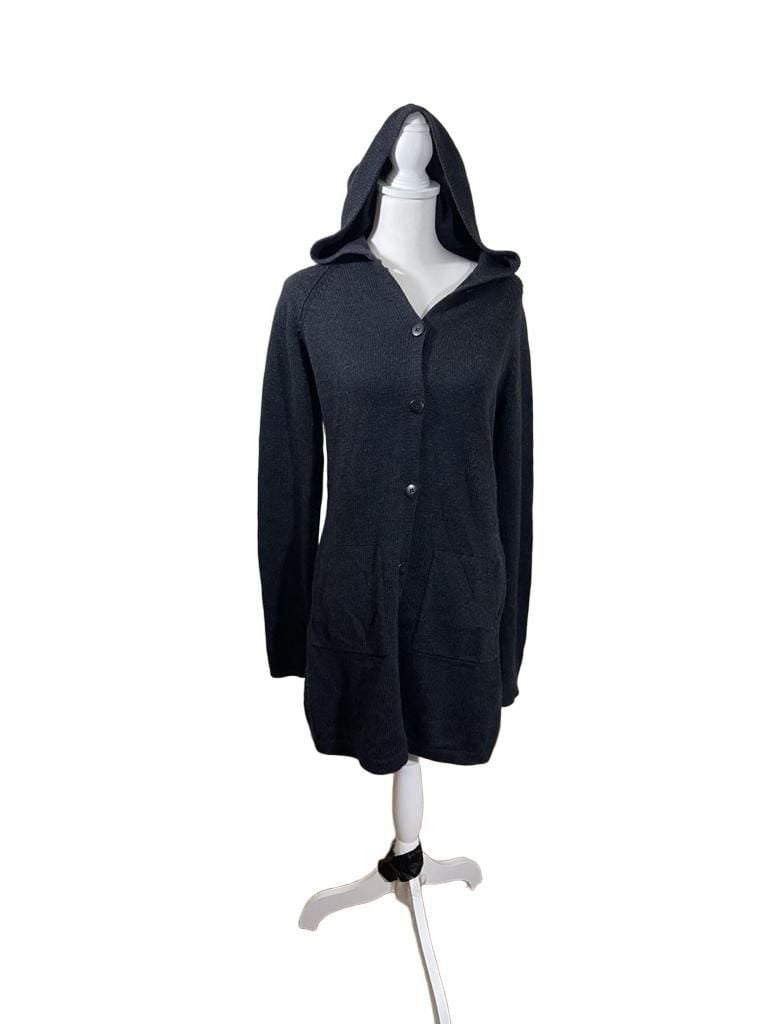 Patagonia 100% Merino Wool Hooded Cardigan Sweater Coat Charcoal Gray, Sz. M 6