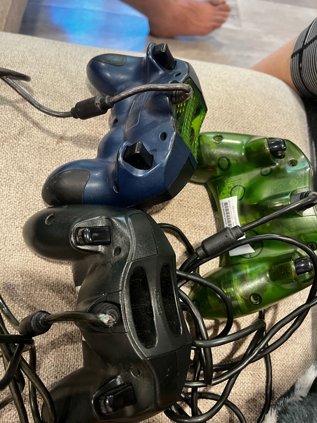 Microsoft Original Xbox Controller Lot Of 3 Wired Gamepads 6
