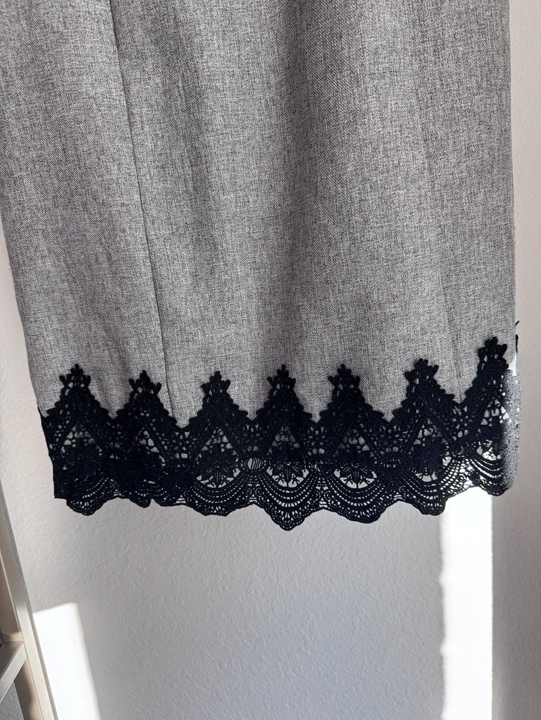 Altar'd State Gray Dress Black Lace Trim V-Neck Sleeveless 9