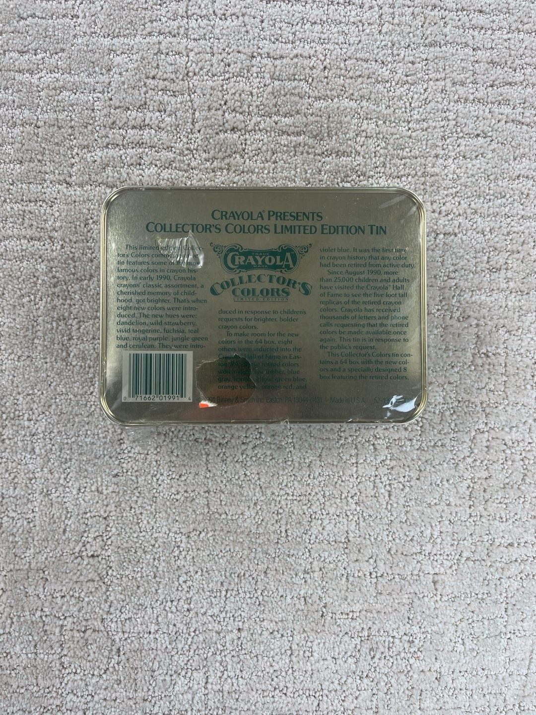 1991 Crayola Collector's Colors Limited Edition 72 Crayons Tin New 7