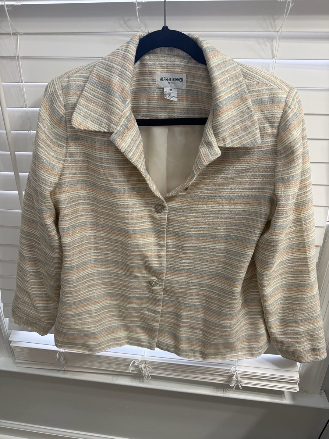 Alfred Dunner Blazer Size 14P Striped Multicolor Tweed Jacket 3