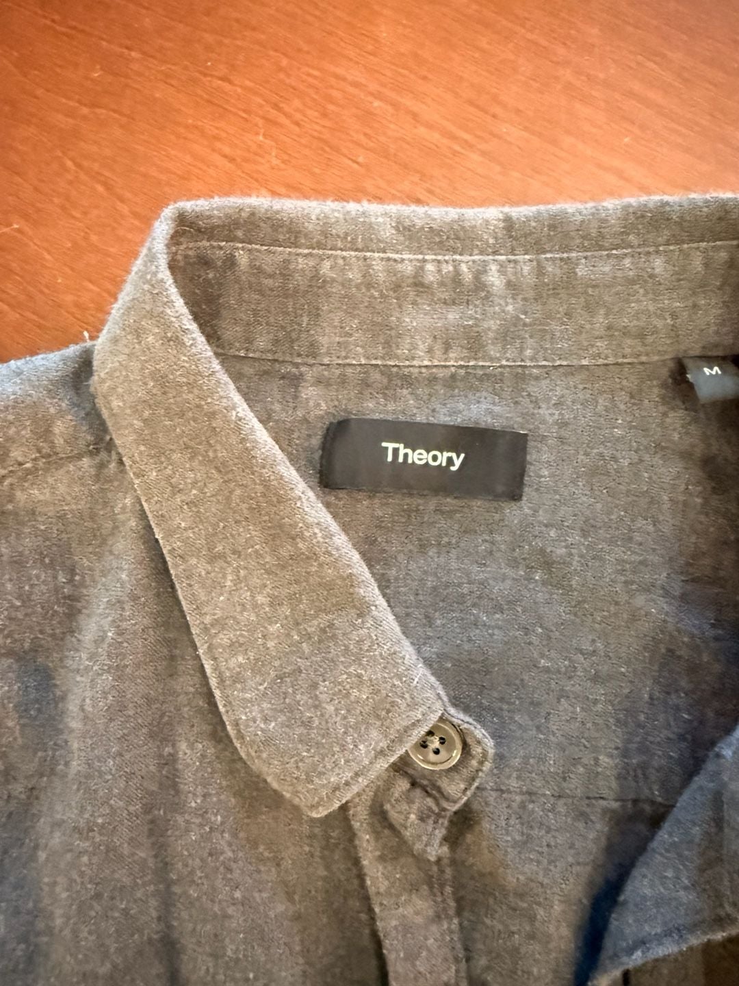 Theory Rammy NP Comfort Flannel Shirt Size M Gray Long Sleeve Cotton 3